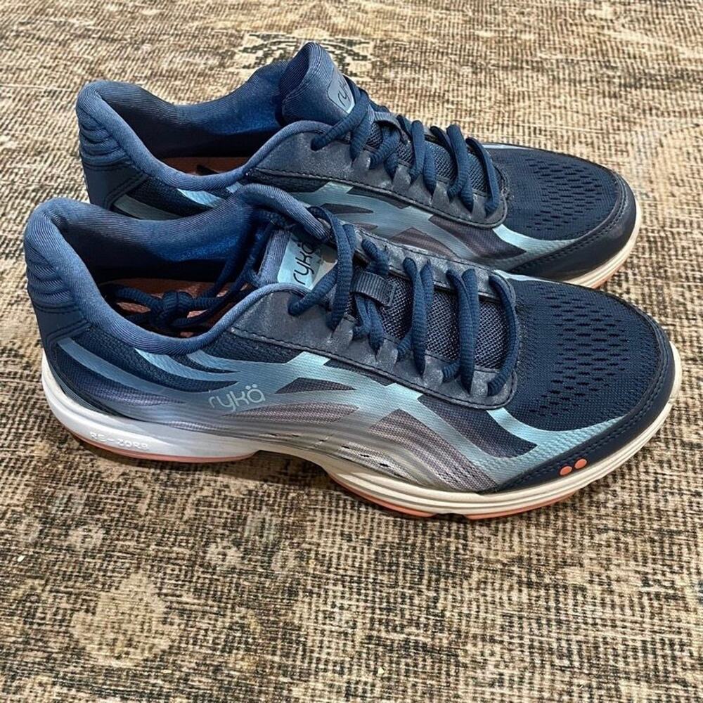 Ryka Devo Plus 3 Womens 9.5M Navy Blue Coral Running Shoes Athletic Sneakers